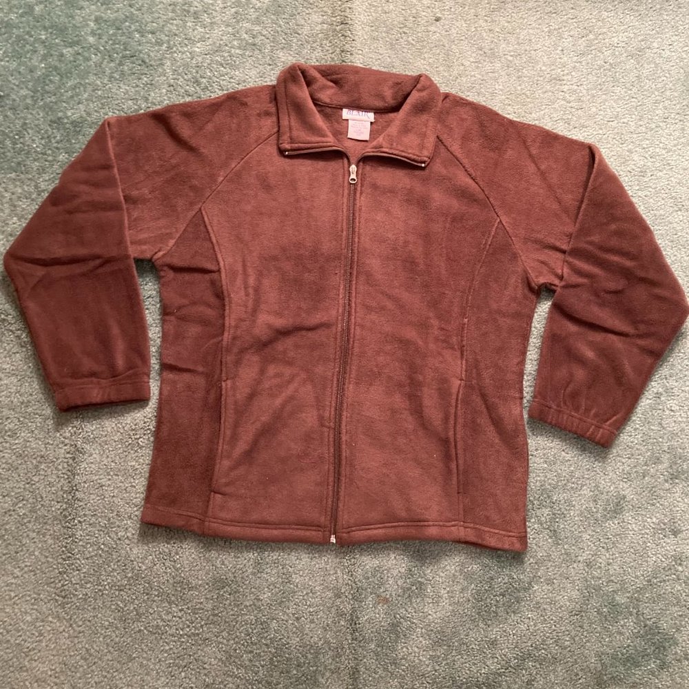 NWT Blair Vintage 90s Jacket Fleece Coat Zipper Brown Size L Large